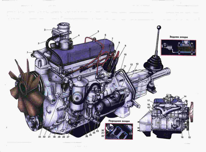 Схема двигателя Газ 2410