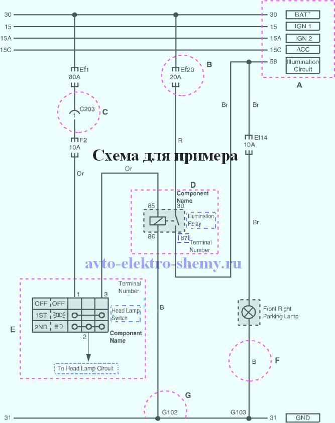 Пример чтения электрических схем Daewoo Matiz.