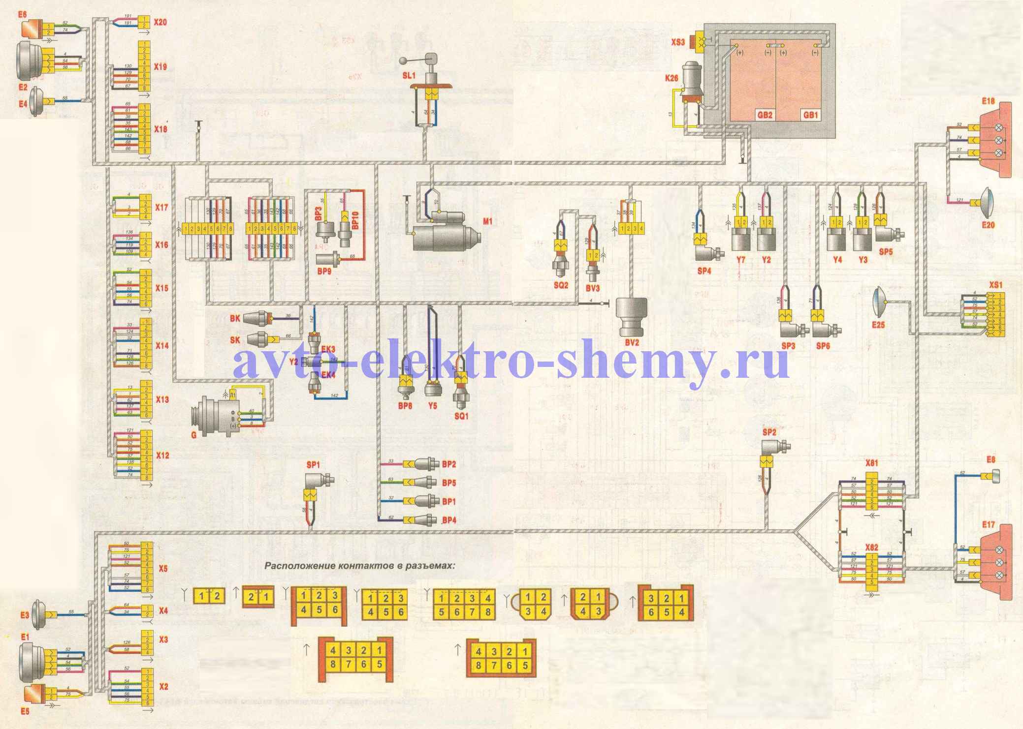 Схема электрическая соединений шасси автомобилей МАЗ -631705