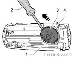 Замена батарейки в ключе Пассат Б6