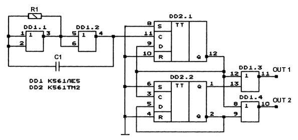 Схема генератора импульсов для подмотки спидометра к561ле5