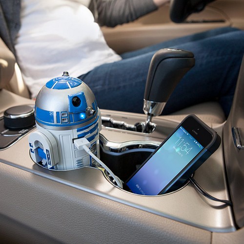 R2D2 car charger fits cup holder