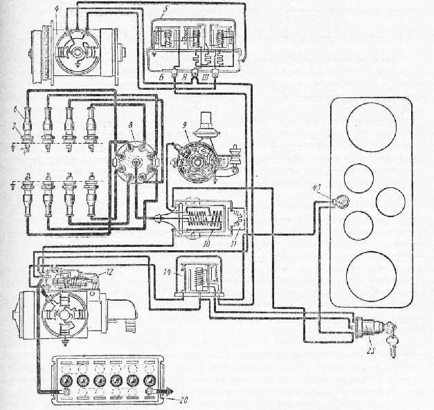 Зил-130::: схема электрооборудования автомобиля зил-130.