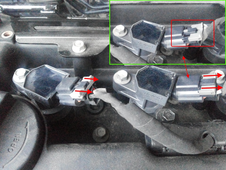 Расположение крепления катушки зажигания на автомобиле Hyundai ix35