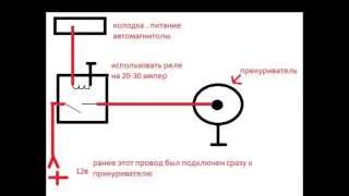 как подключить прикуриватель через замок зажигания