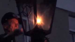 зажжение фонарей на улице Советской город Брест lighted lantern on the street Soviet Brest