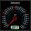 Год 2017 календарь спидометр автомобиля. январь | Векторный клипарт