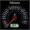 Год 2017 календарь спидометр автомобиля. февраль | Векторный клипарт