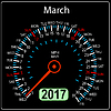 Год 2017 календарь спидометр автомобиля. Март | Векторный клипарт