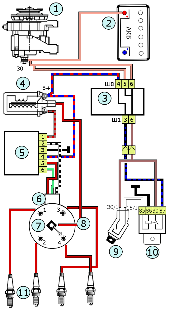 Схема системы зажигания ваз 2108, 2109, 21099 | twokarburators. Ru.