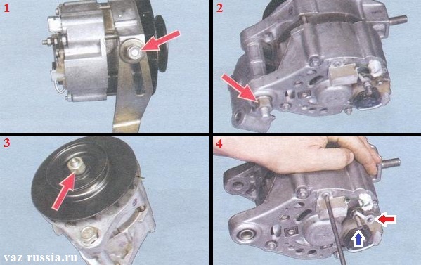 Отворачивание гайки крепления регулировочной планки и её снятие, а так же снятие шкива генератора и конденсатора